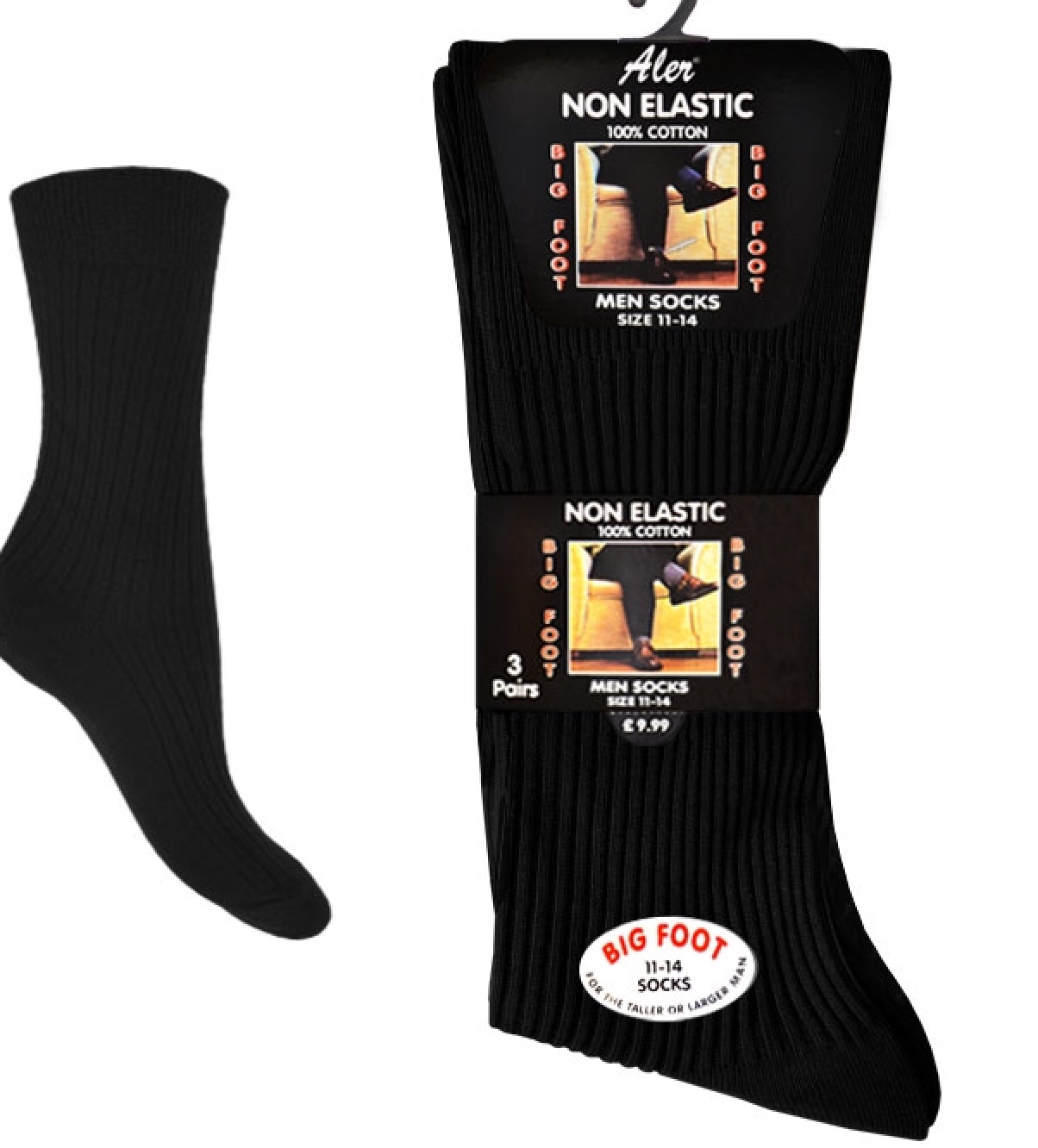 Non Elastic – Big Foot Mens Socks – Plus & Minors